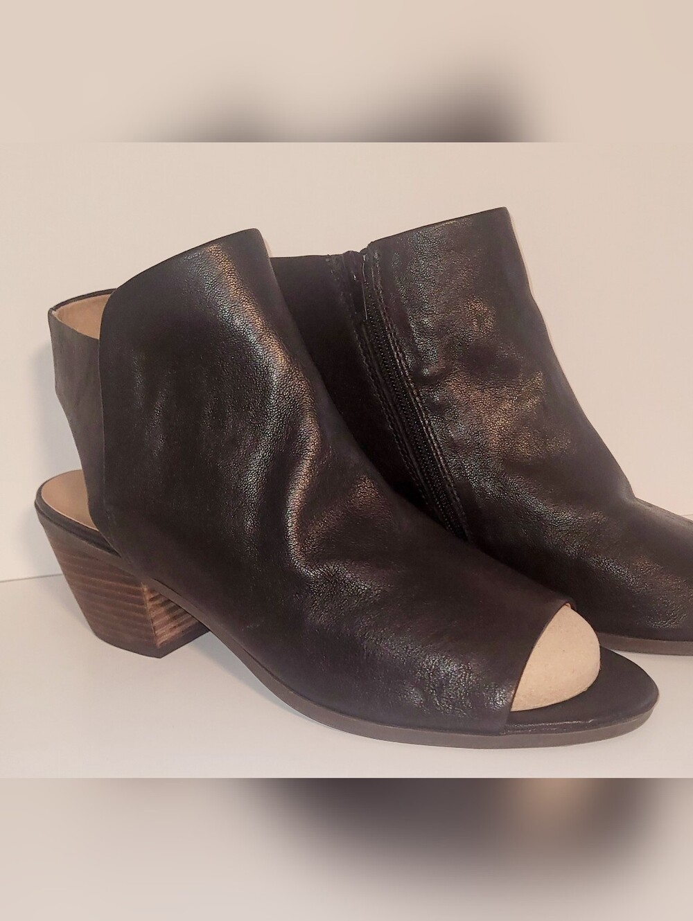 Lucky Brand LK Baaka Open-Toe Leather Booties - Picture 2 of 8